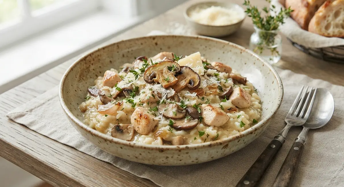 Creamy Chicken Mushroom Light Parmesan Risotto